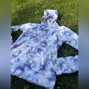Athleta G!RL Hoodie Tie-Dye Hooded Sweatshirt Girls XL 14 Purple Blue White